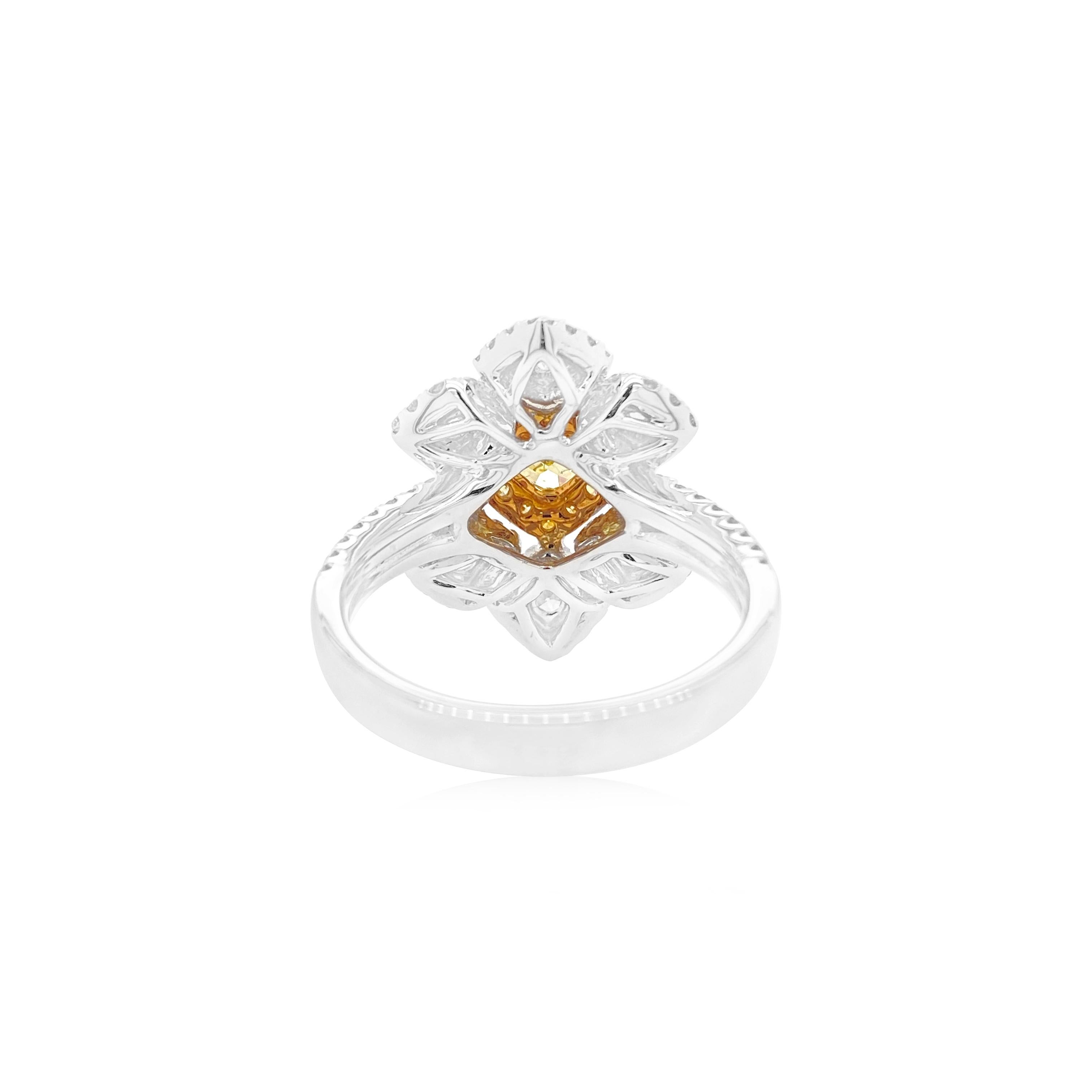 Contemporary Beautiful Radiant Yellow Diamond Ring For Sale