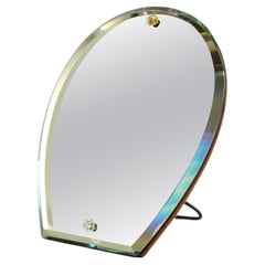 Beautiful rare 1930s table mirror with oak back