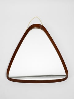 Beautiful Rare 1960s Italian Triangular Teak Wall Mirror