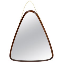 Beautiful Rare 1960s Italian Triangular Teak Wall Mirror
