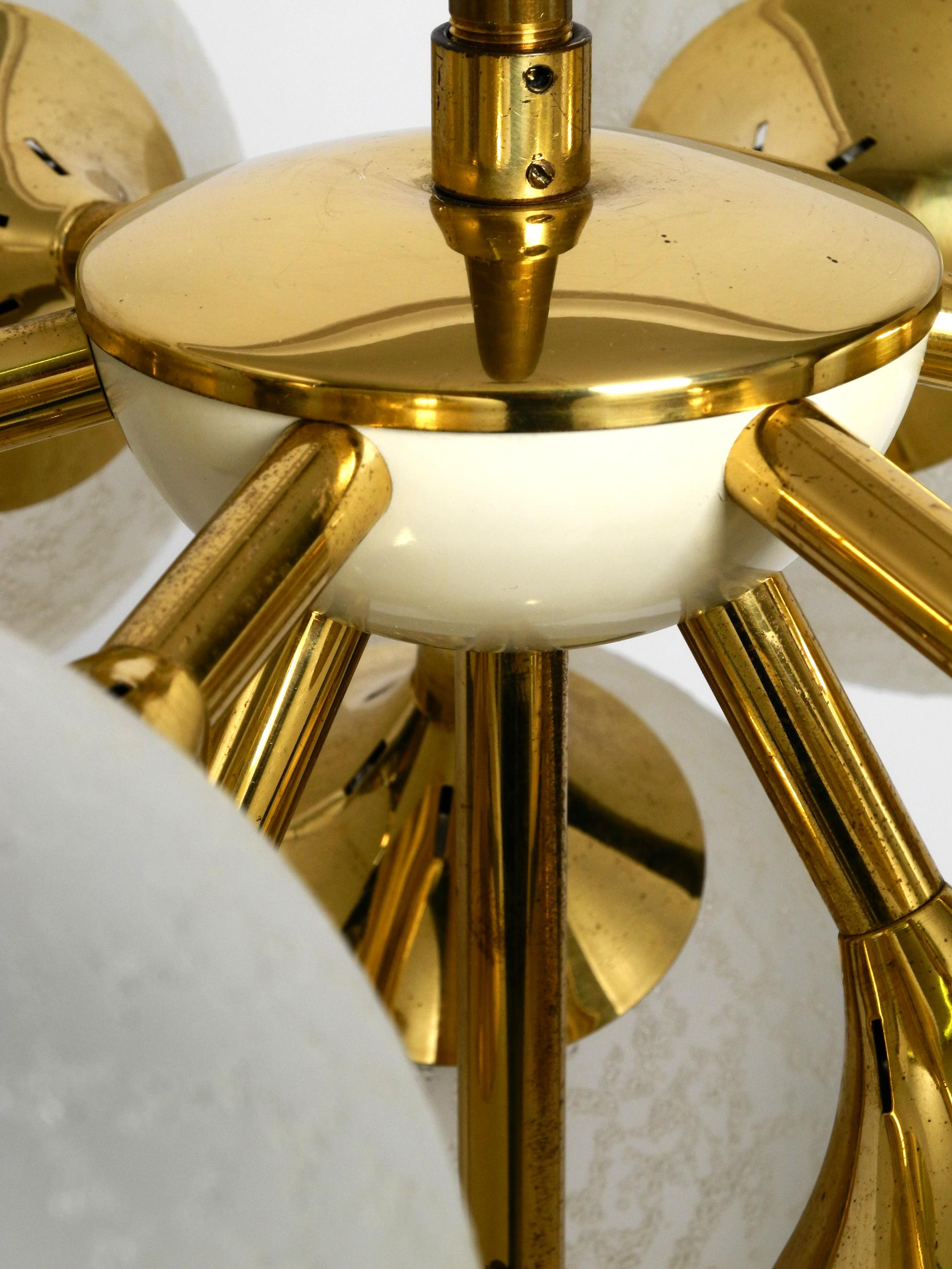 Beautiful rare 1960s Kaiser ceiling lamp with 10 spherical glass shades 6