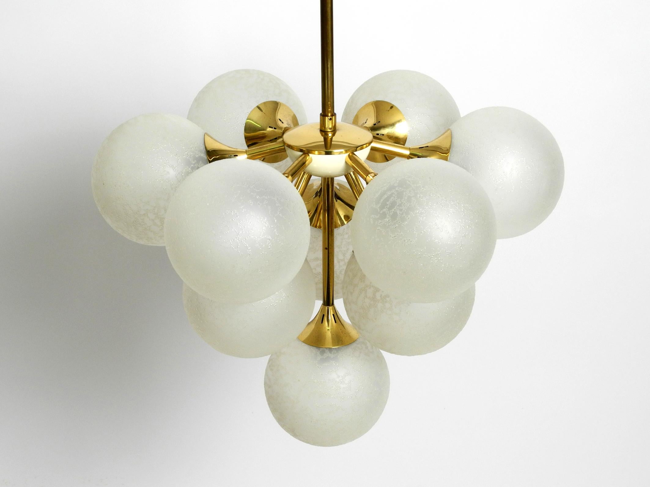 Beautiful rare 1960s Kaiser ceiling lamp with 10 spherical glass shades 10