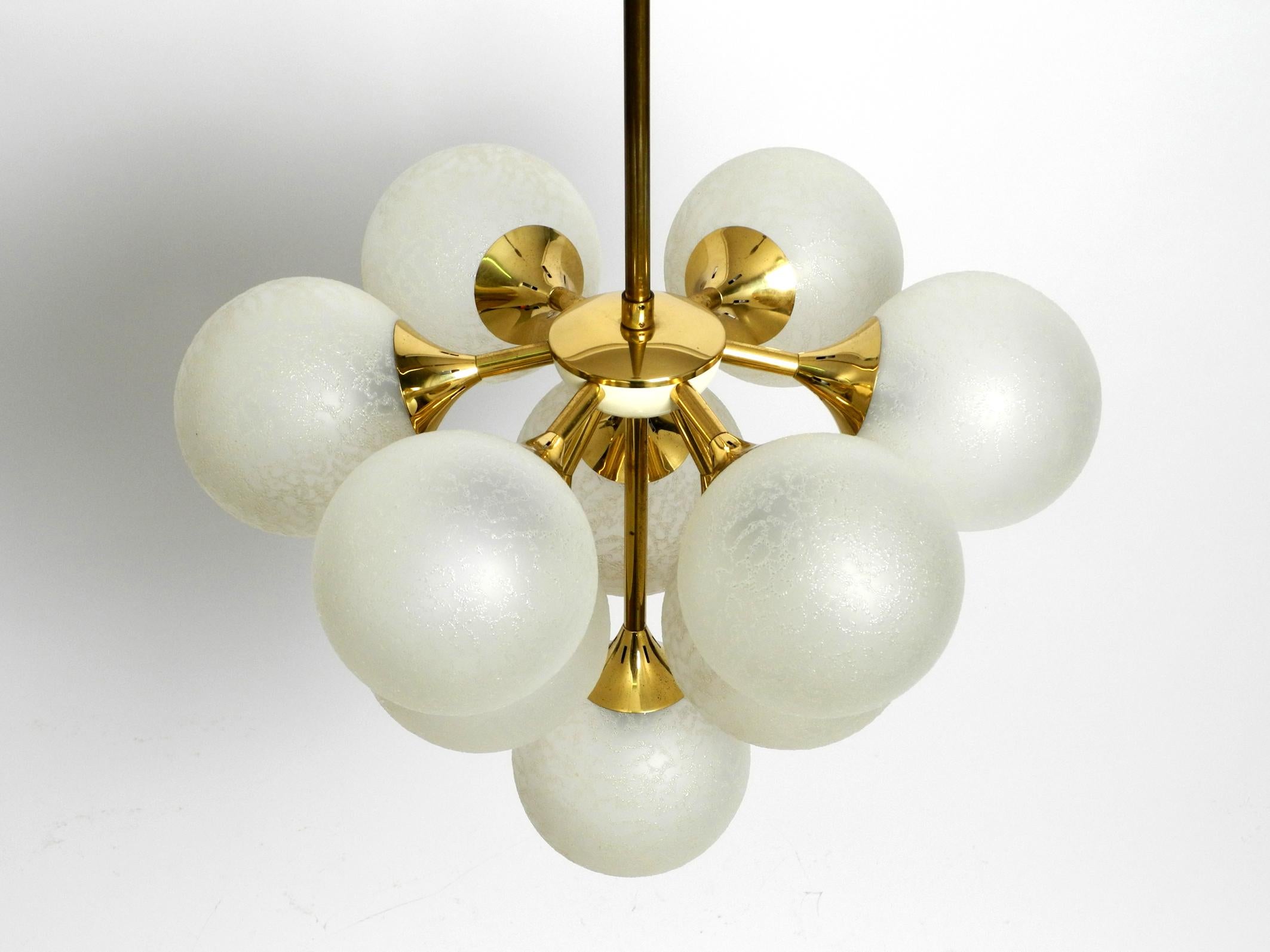 Space Age Beautiful rare 1960s Kaiser ceiling lamp with 10 spherical glass shades