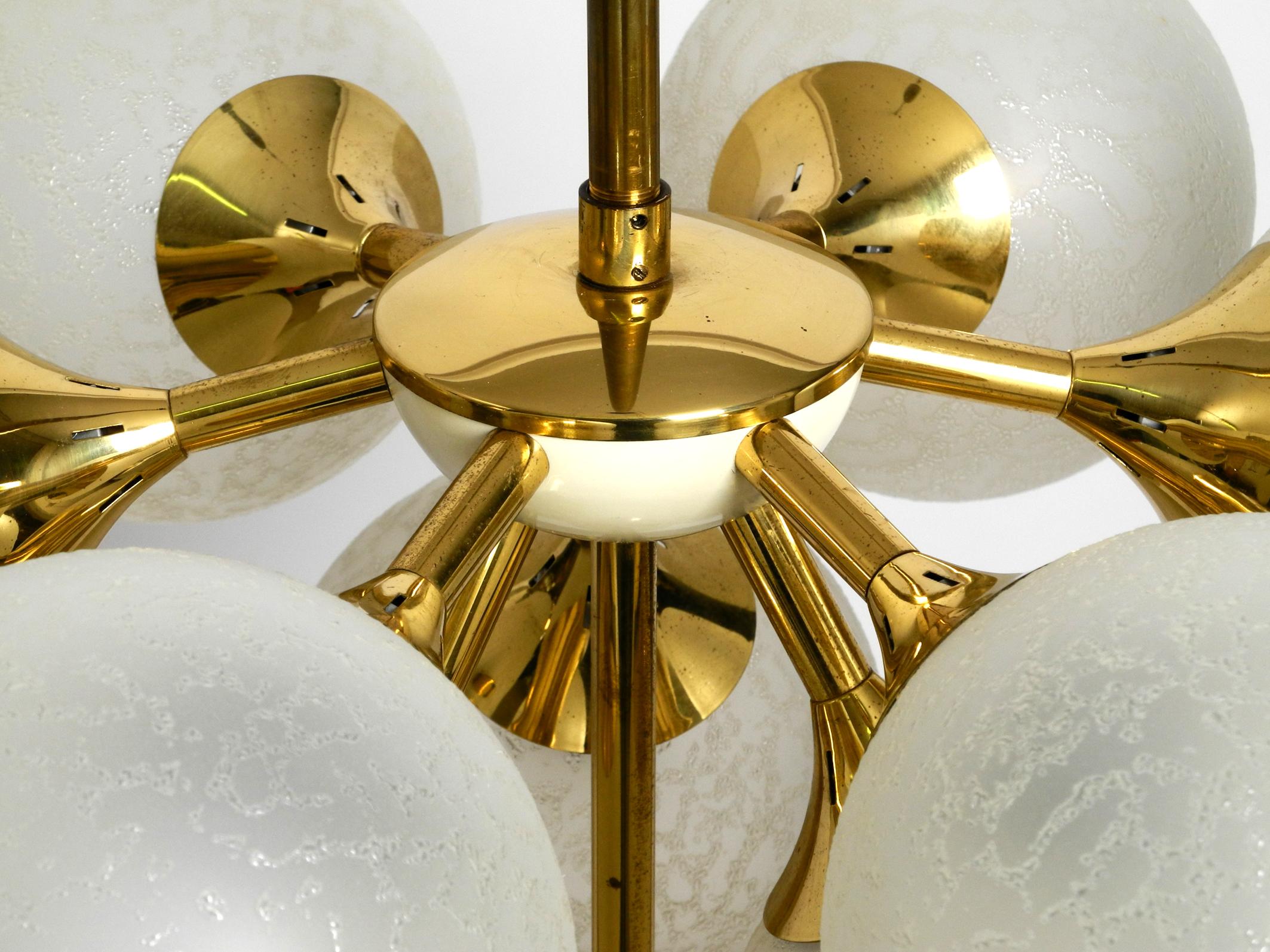 Mid-20th Century Beautiful rare 1960s Kaiser ceiling lamp with 10 spherical glass shades