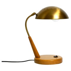 Beautiful, Rare 1960s Table Lamp by Temde with Metal Shade and Oak Base