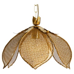 Beautiful rare 1980s Regency floral design brass ceiling lamp