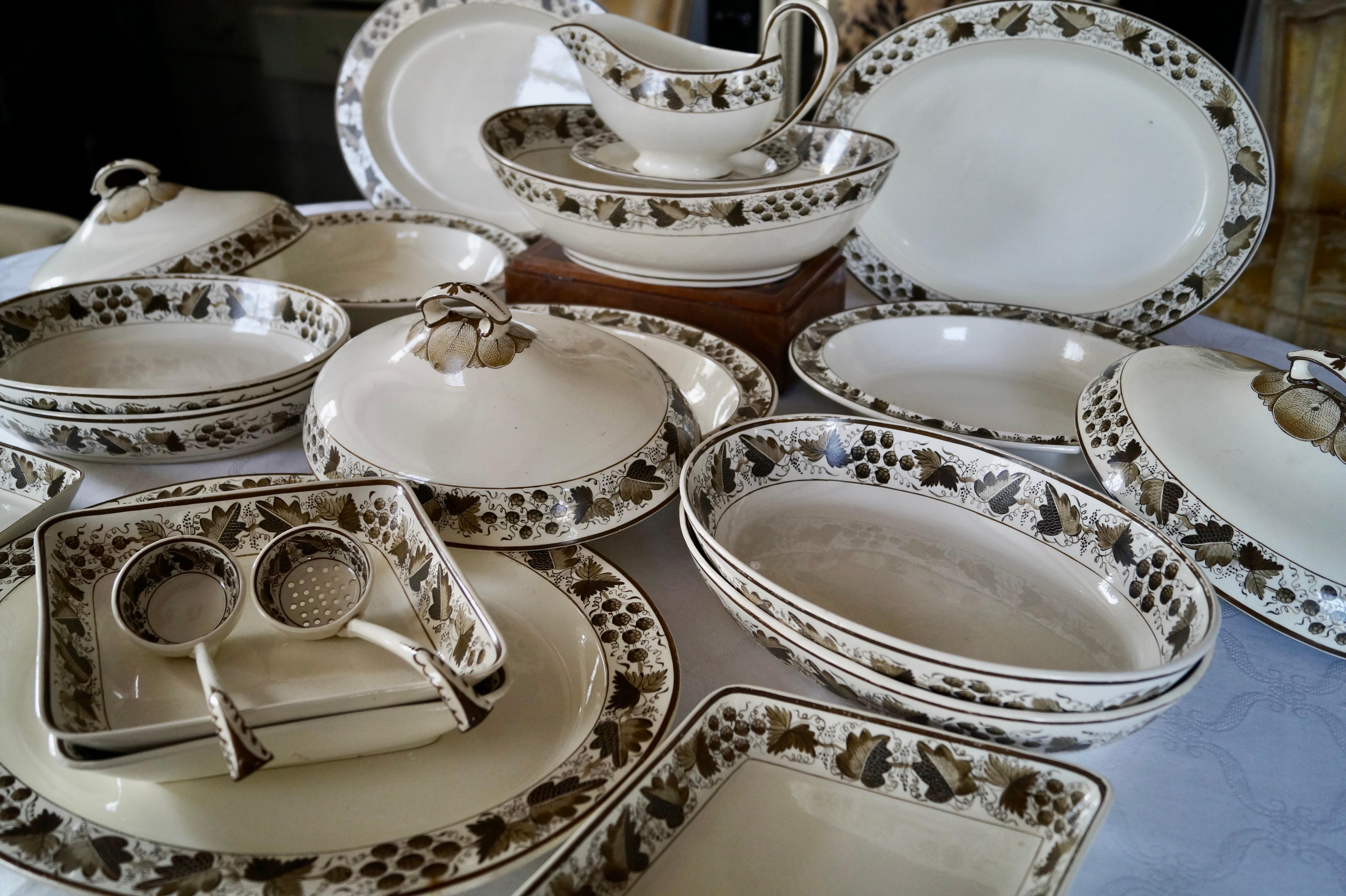 Empire Beautiful Rare Antique Copeland Spode Creamware Tableware Parts ca 1800s For Sale