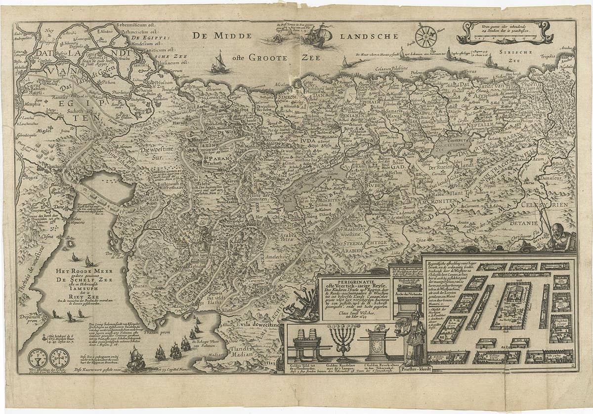 Beautiful Rare Antique Map of the Holy Land, 1648