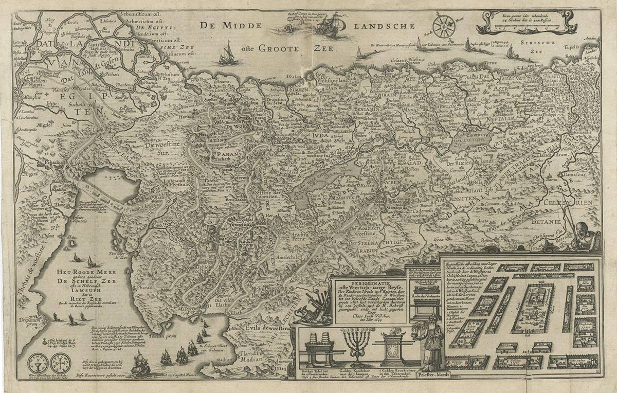 Beautiful Rare Antique Map of the Holy Land, 1648