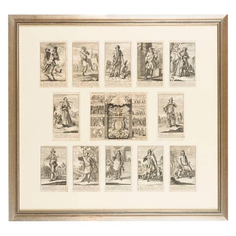 1722 Antique Pocket Calendar Engravings, Framed, German, Rare