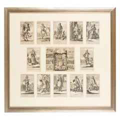 Precioso calendario antiguo de bolsillo para el año 1722, bien enmarcado, c.1721