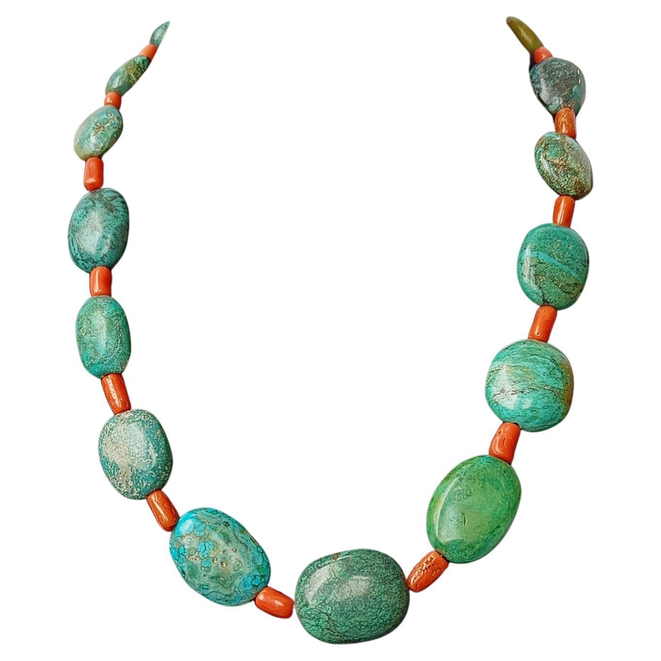 Vintage Ethnic Himalayan Tibetan Turquoise Coral  Necklace For Sale