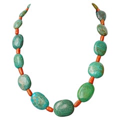 Antique Ethnic Himalayan Tibetan Turquoise Coral  Necklace