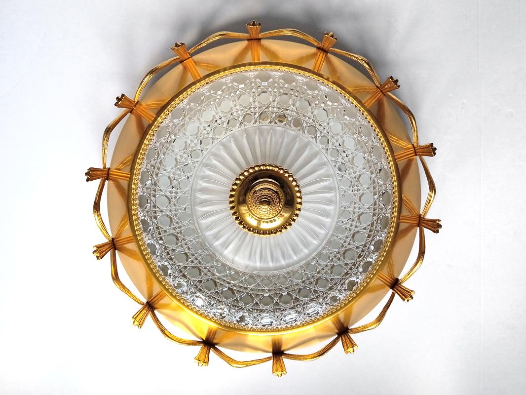 Gilt Beautiful Rare Austrian Vintage Regency Gold-Plated Ceiling Light Chandelier For Sale