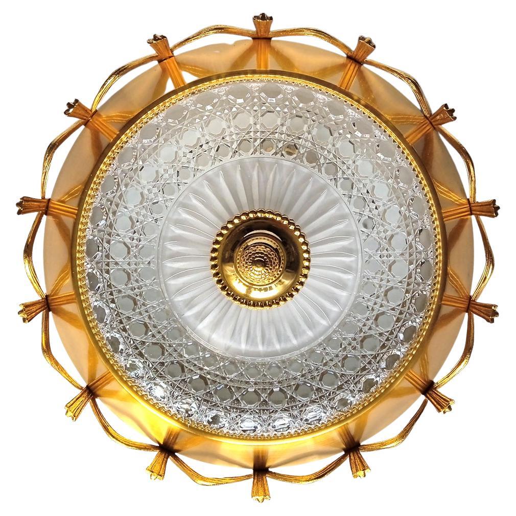 Beautiful Rare Austrian Vintage Regency Gold-Plated Ceiling Light Chandelier