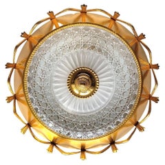 Beautiful Rare Austrian Vintage Regency Gold-Plated Ceiling Light Chandelier