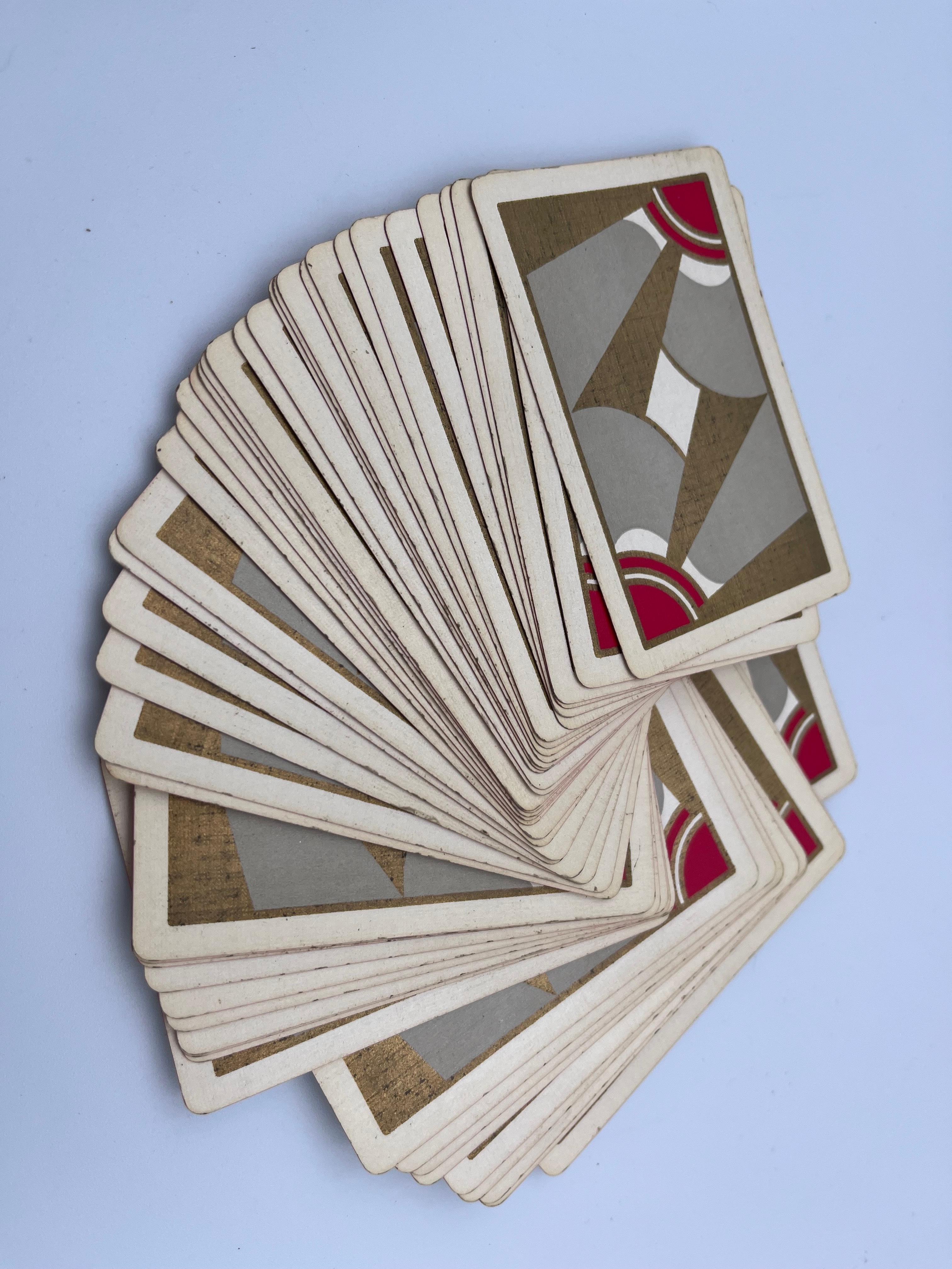 Nordamericano Splendido e raro set completo di carte da gioco geometriche astratte Art Deco degli anni '30 in vendita