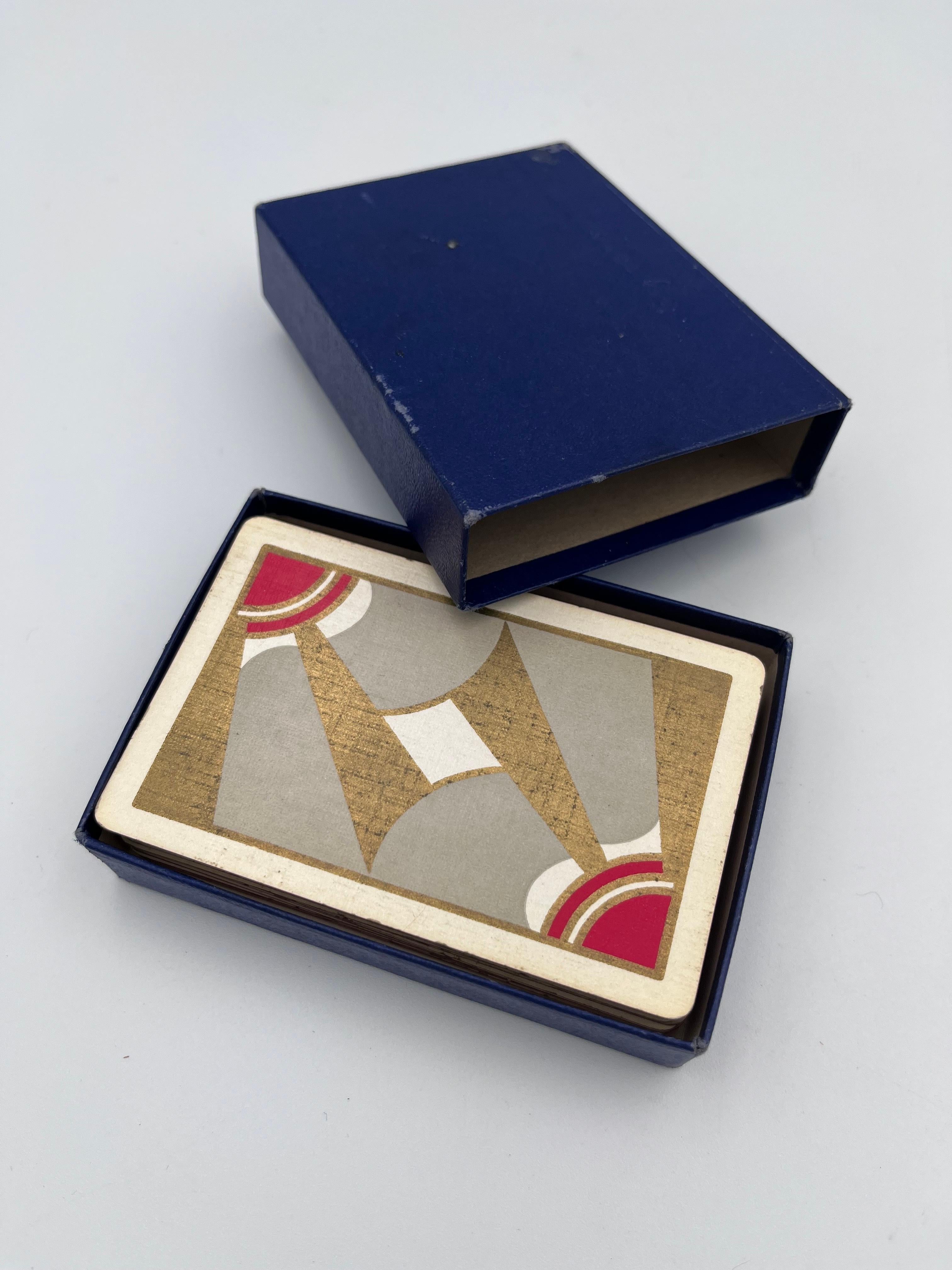 Metà XX secolo Splendido e raro set completo di carte da gioco geometriche astratte Art Deco degli anni '30 in vendita