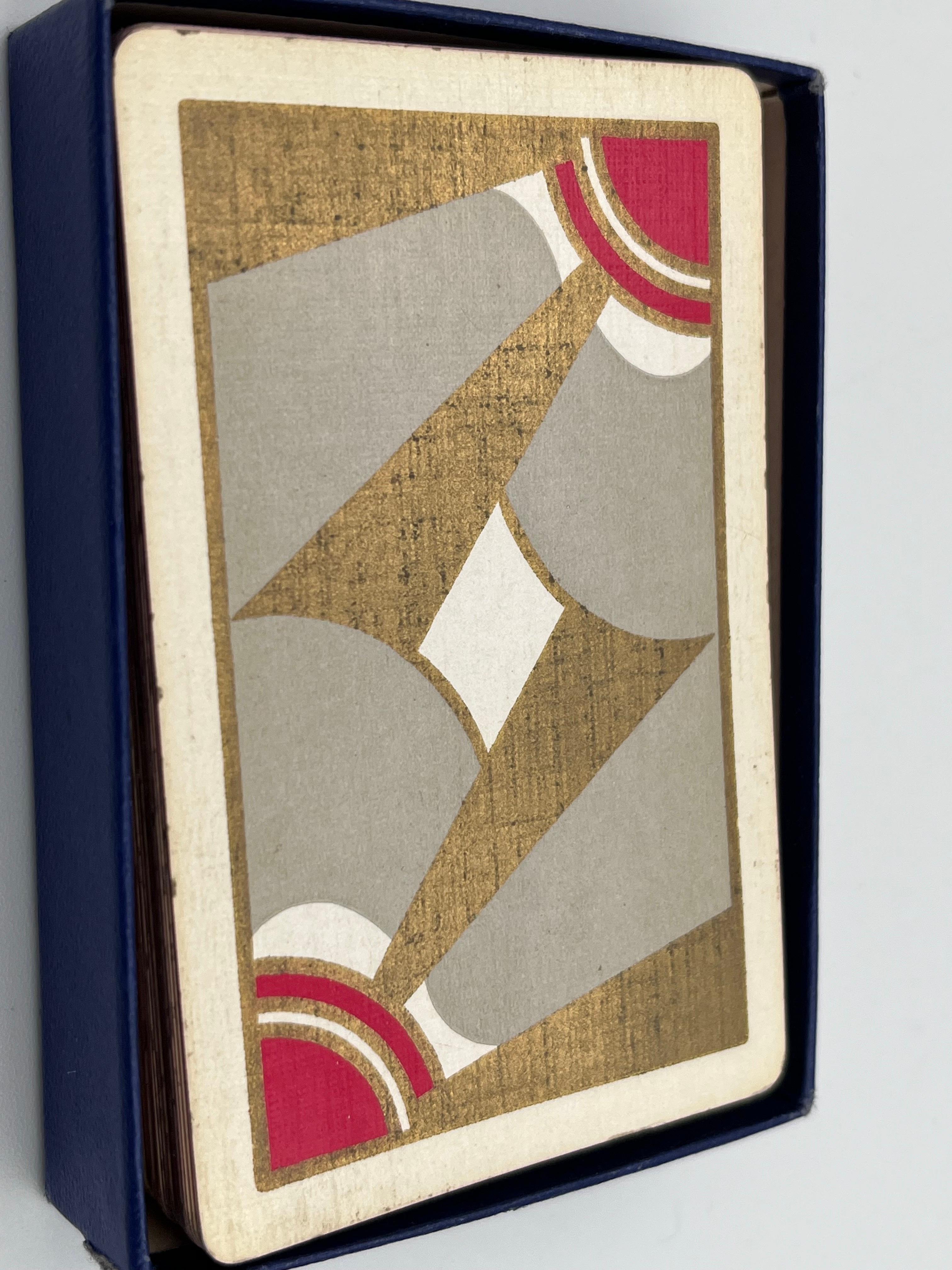 Splendido e raro set completo di carte da gioco geometriche astratte Art Deco degli anni '30 in vendita 1