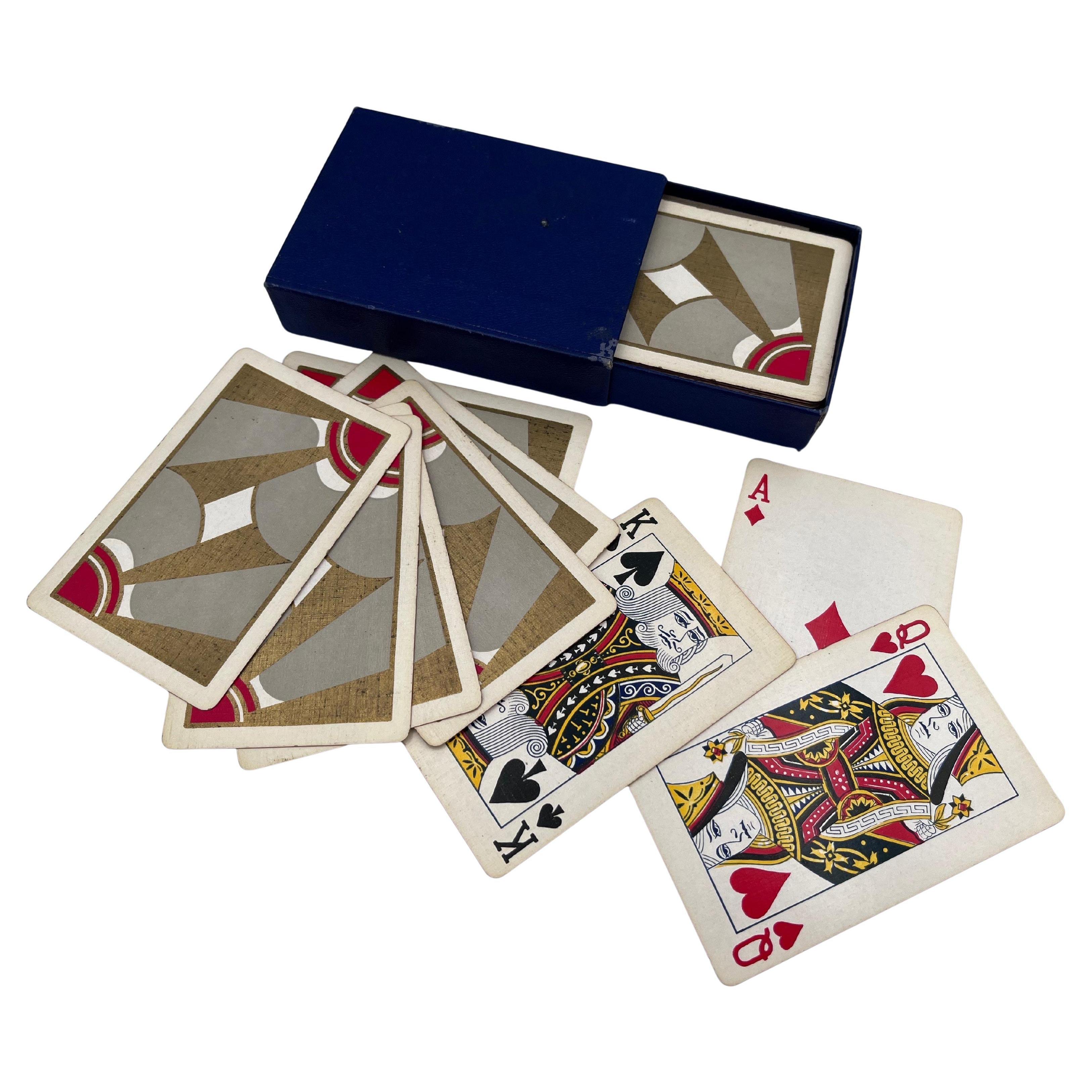 Splendido e raro set completo di carte da gioco geometriche astratte Art Deco degli anni '30