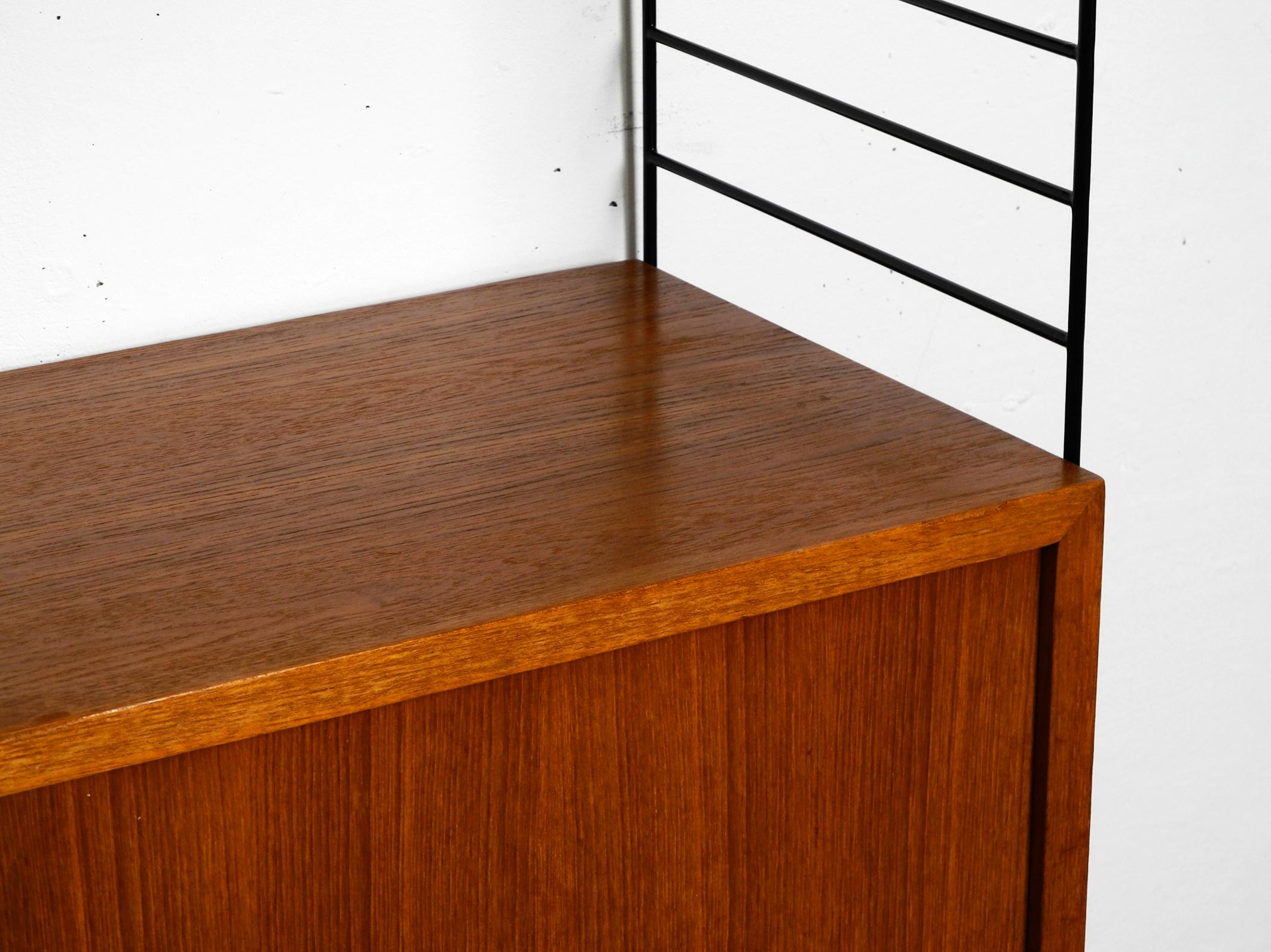 Original 1960s Nisse Strinning teak string shelf with 2 shelves and one cupboard 6