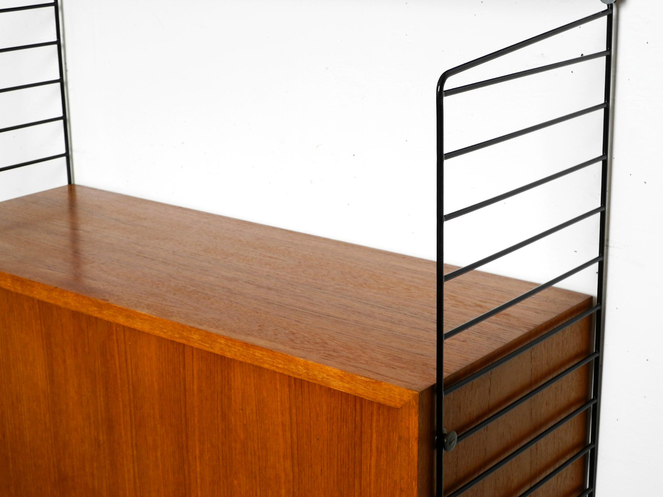 Original 1960s Nisse Strinning teak string shelf with 2 shelves and one cupboard 11