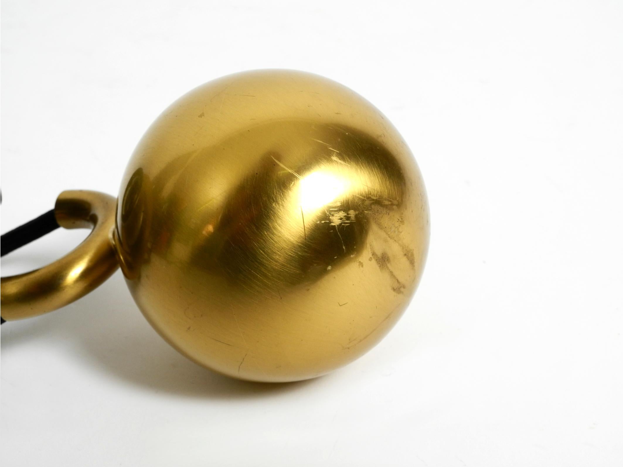 Beautiful rare original 1970s Florian Schulz brass pendant light with pulley sys For Sale 3