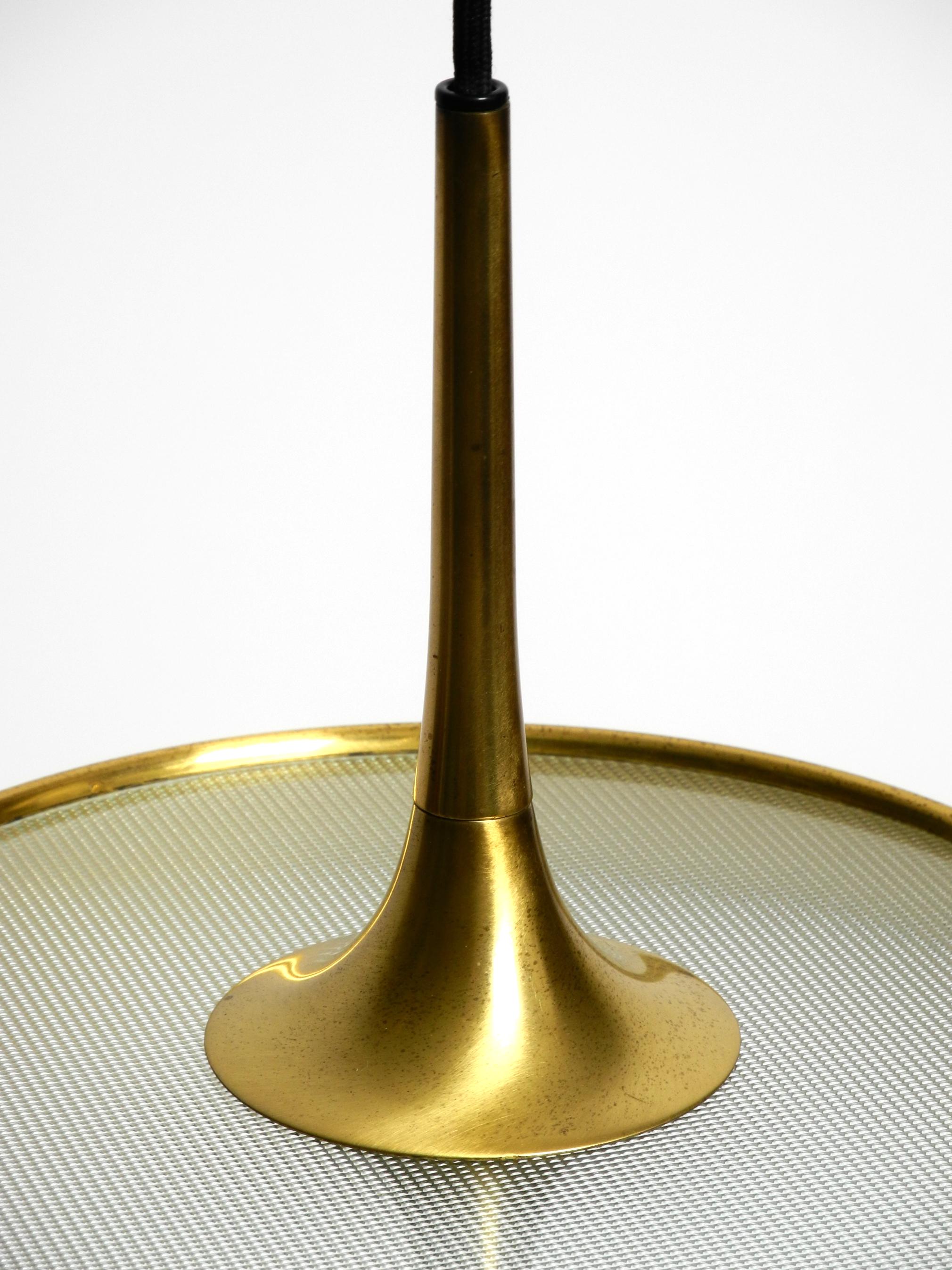 Beautiful rare original 1970s Florian Schulz brass pendant light with pulley sys For Sale 8