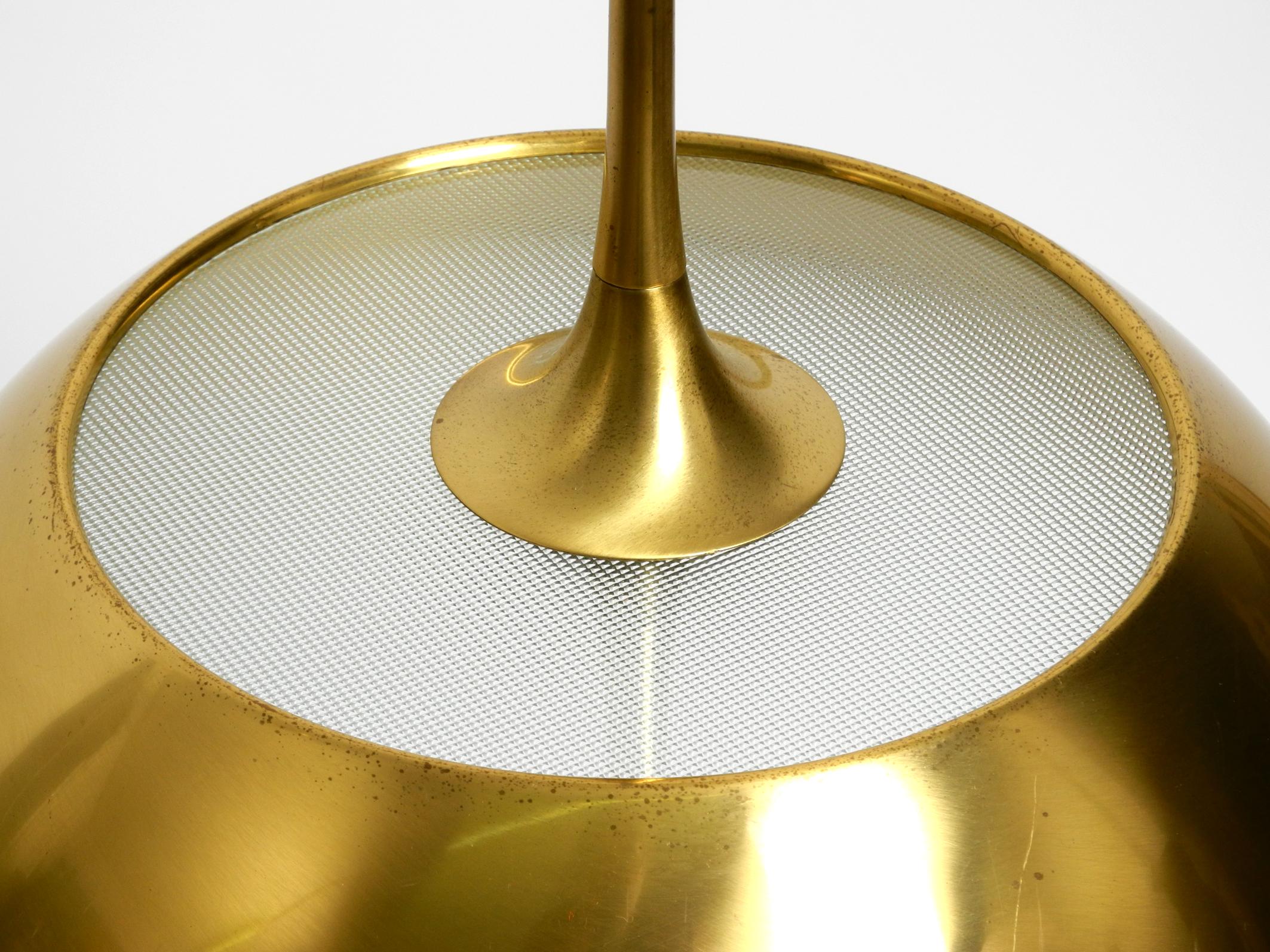 Late 20th Century Beautiful rare original 1970s Florian Schulz brass pendant light with pulley sys