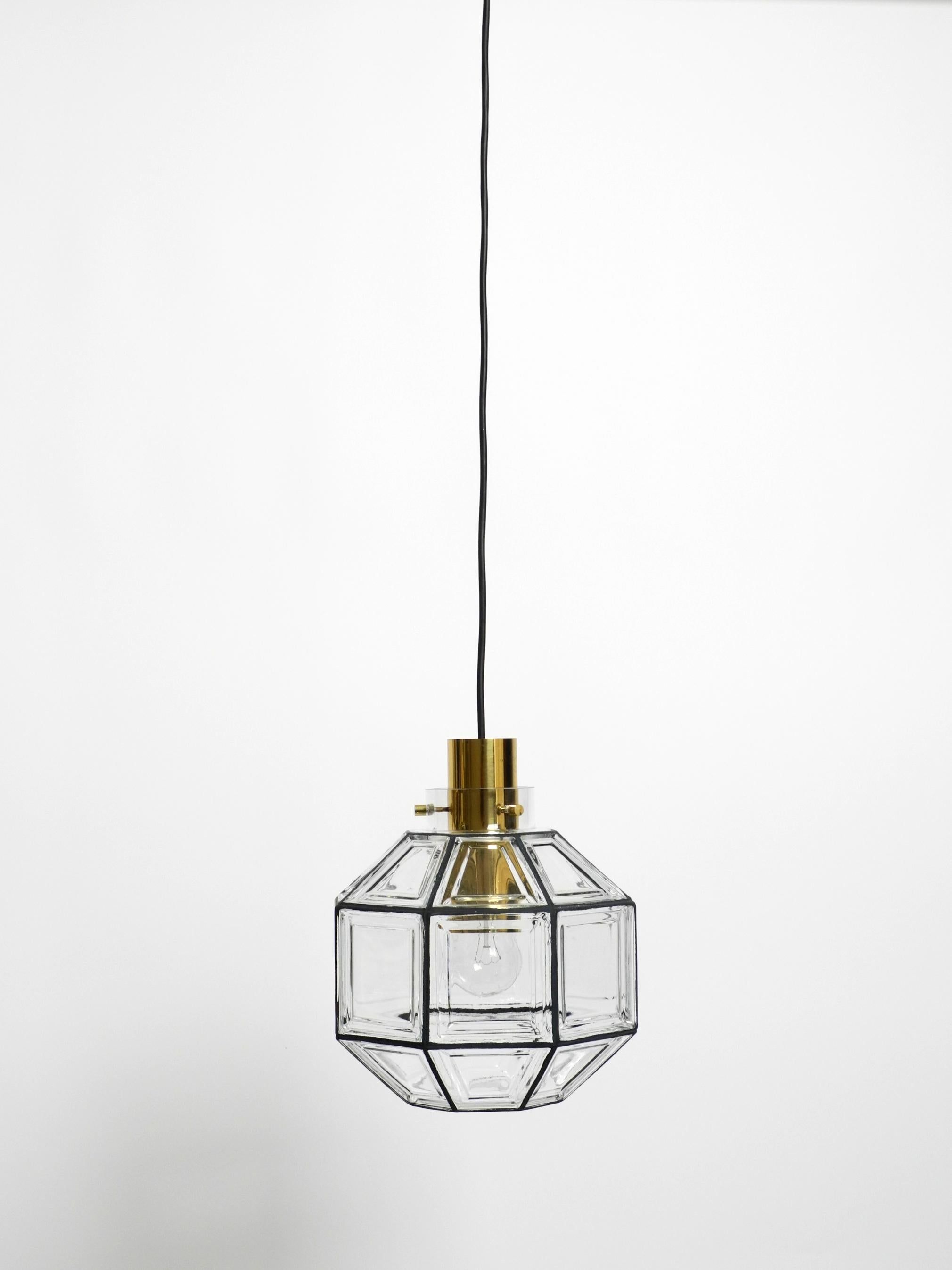 Allemand Beautiful rare original 60s  Limburg octagonal glass pendant lamp en vente