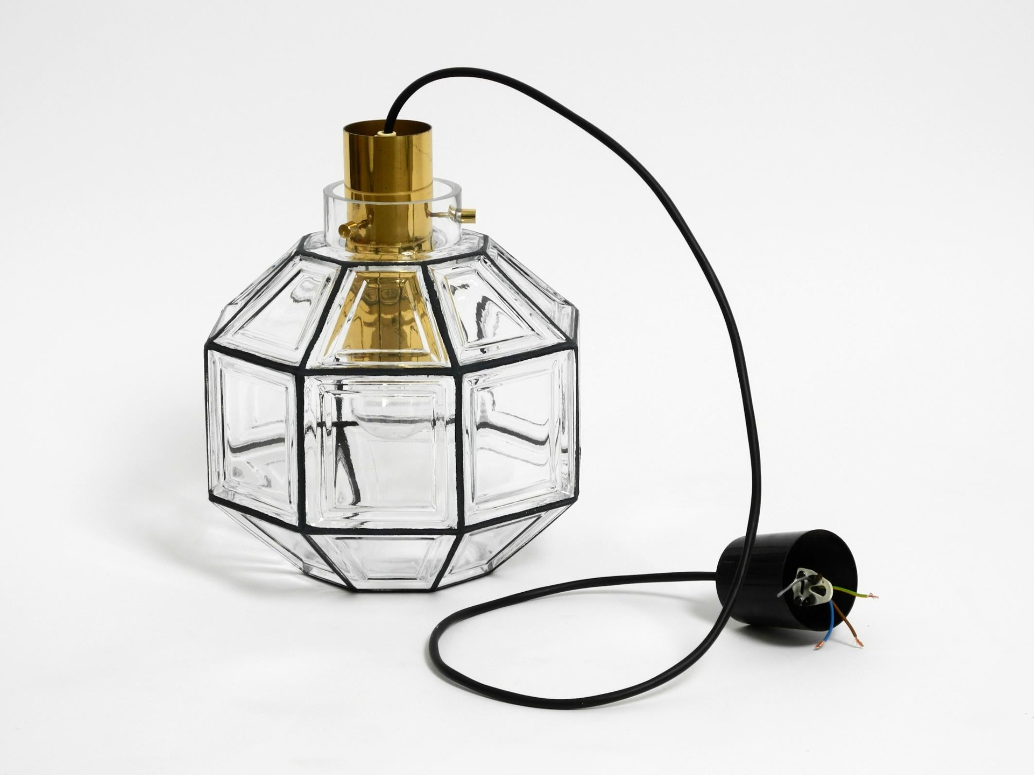 Milieu du XXe siècle Beautiful rare original 60s  Limburg octagonal glass pendant lamp en vente