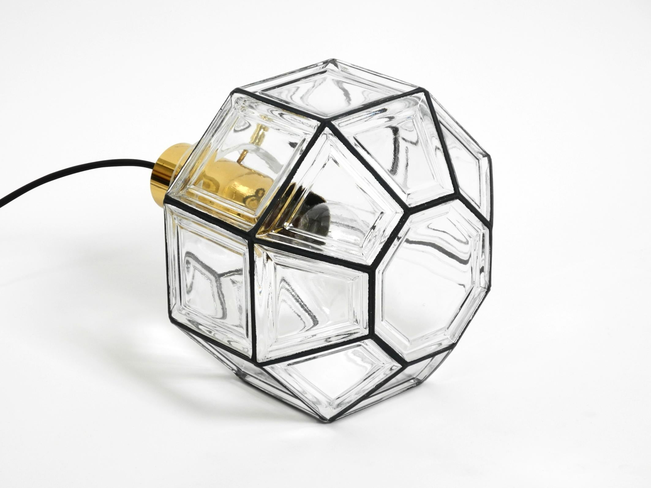 Laiton Beautiful rare original 60s  Limburg octagonal glass pendant lamp en vente