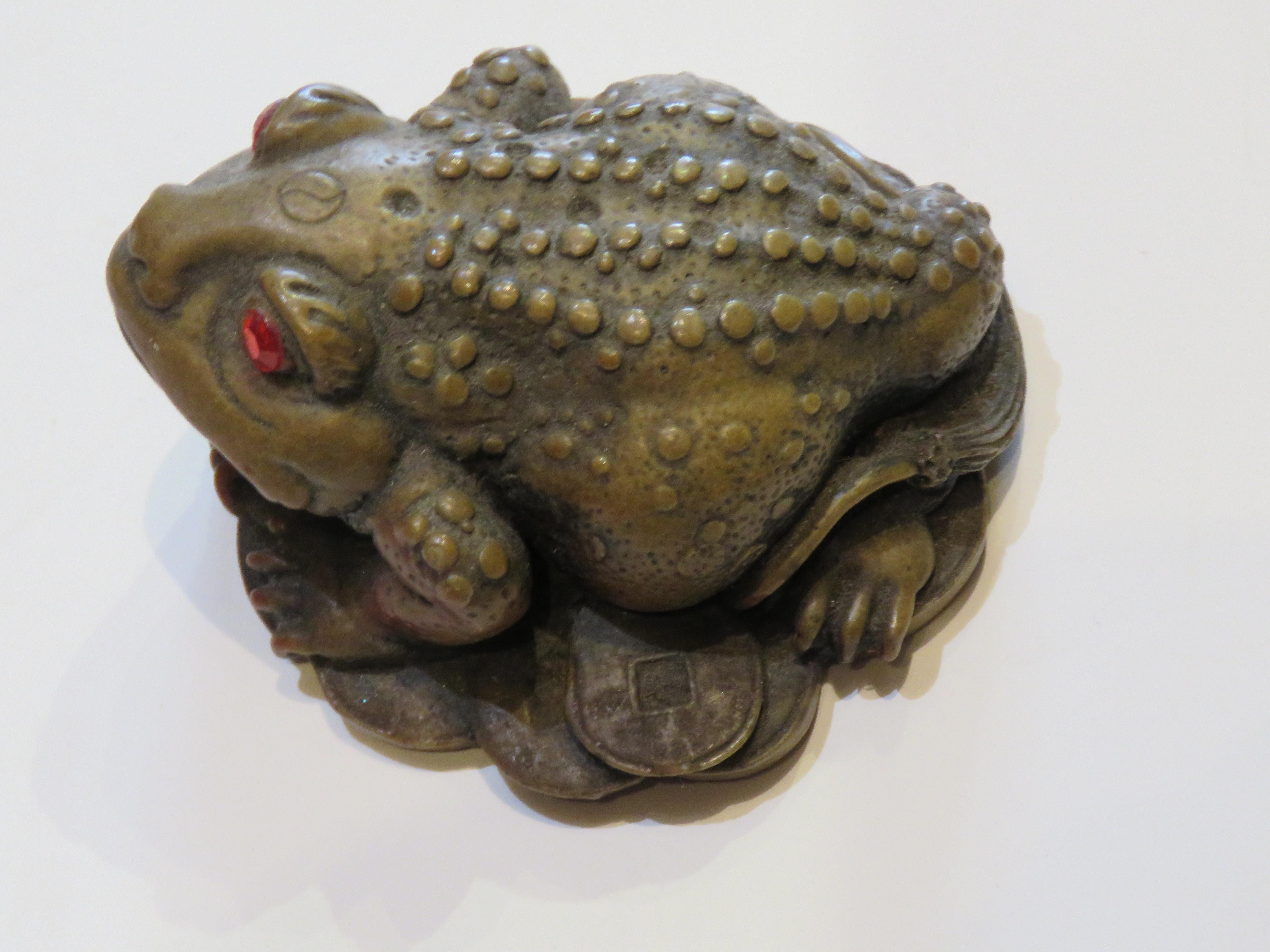 20th Century Beautiful Rare Original Estate Sparkling Crystal Ruby Frog Money Bank For Sale