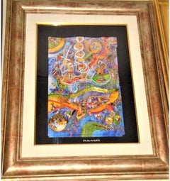 Beautiful Rare Original Large Frame 3D Collage Raphael Abecassis Exodus of Egypt