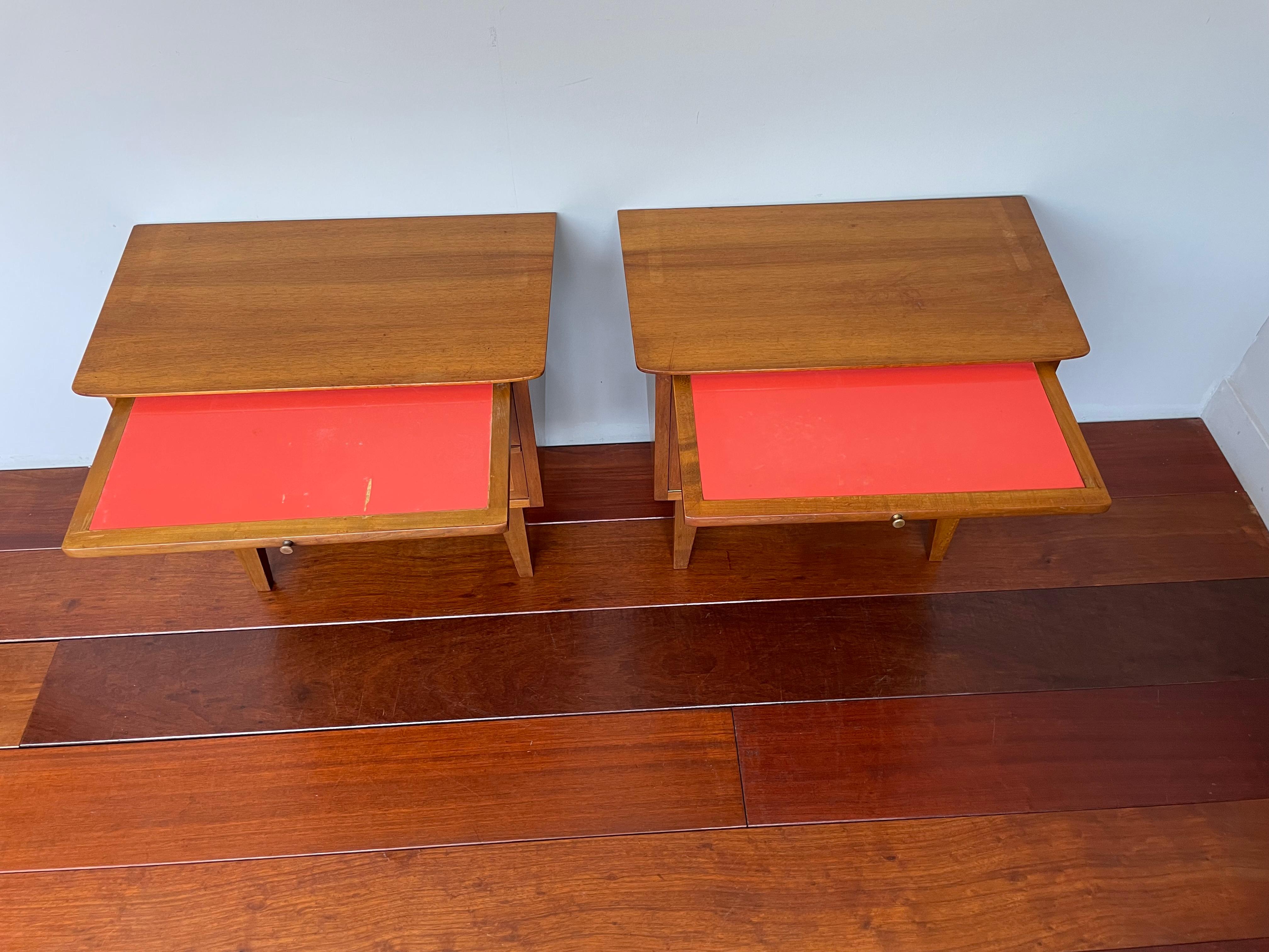 Beautiful & Rare Pair Of Handmade Midcentury Modern Nightstands / Bedside Tables 6