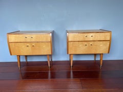 Beautiful & Rare Pair Of Handmade Midcentury Modern Nightstands / Bedside Tables