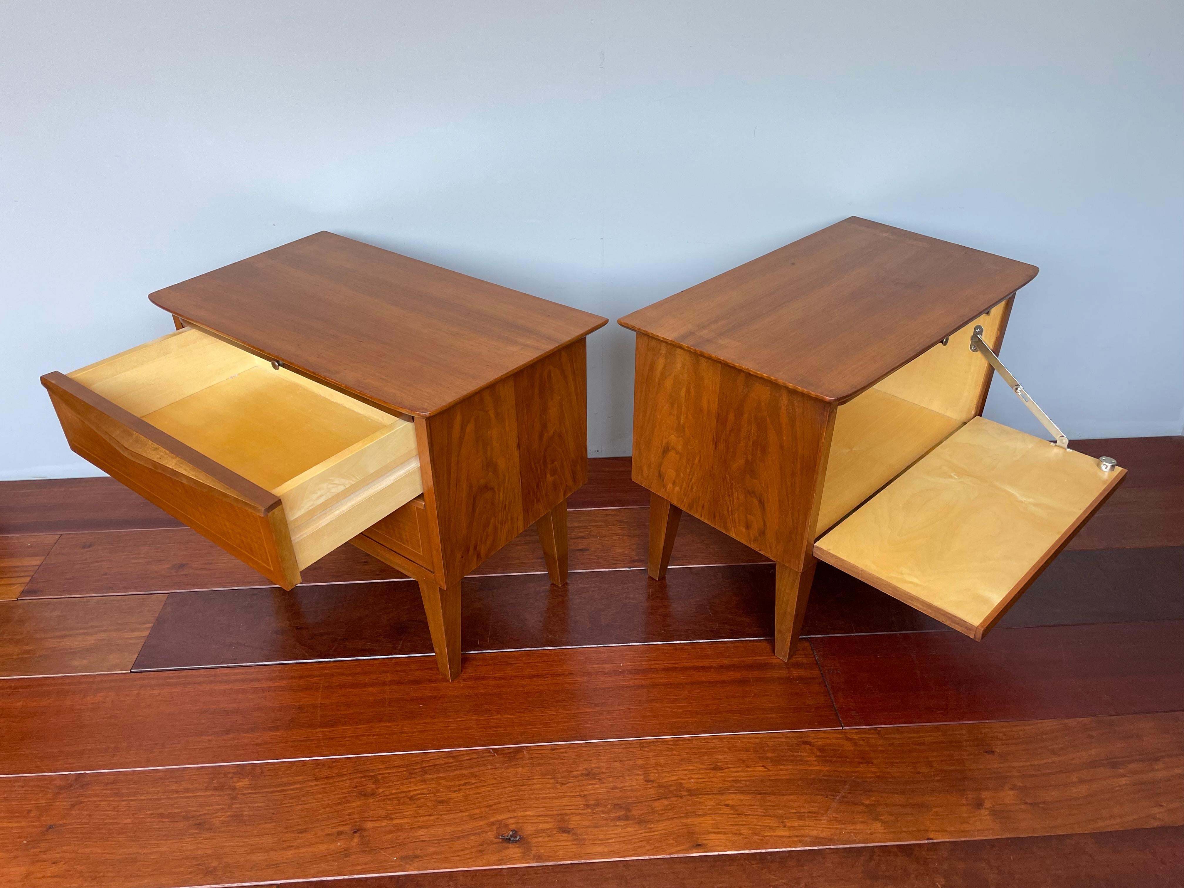 Mid-Century Modern Beautiful & Rare Pair Of Handmade Midcentury Modern Nightstands / Bedside Tables