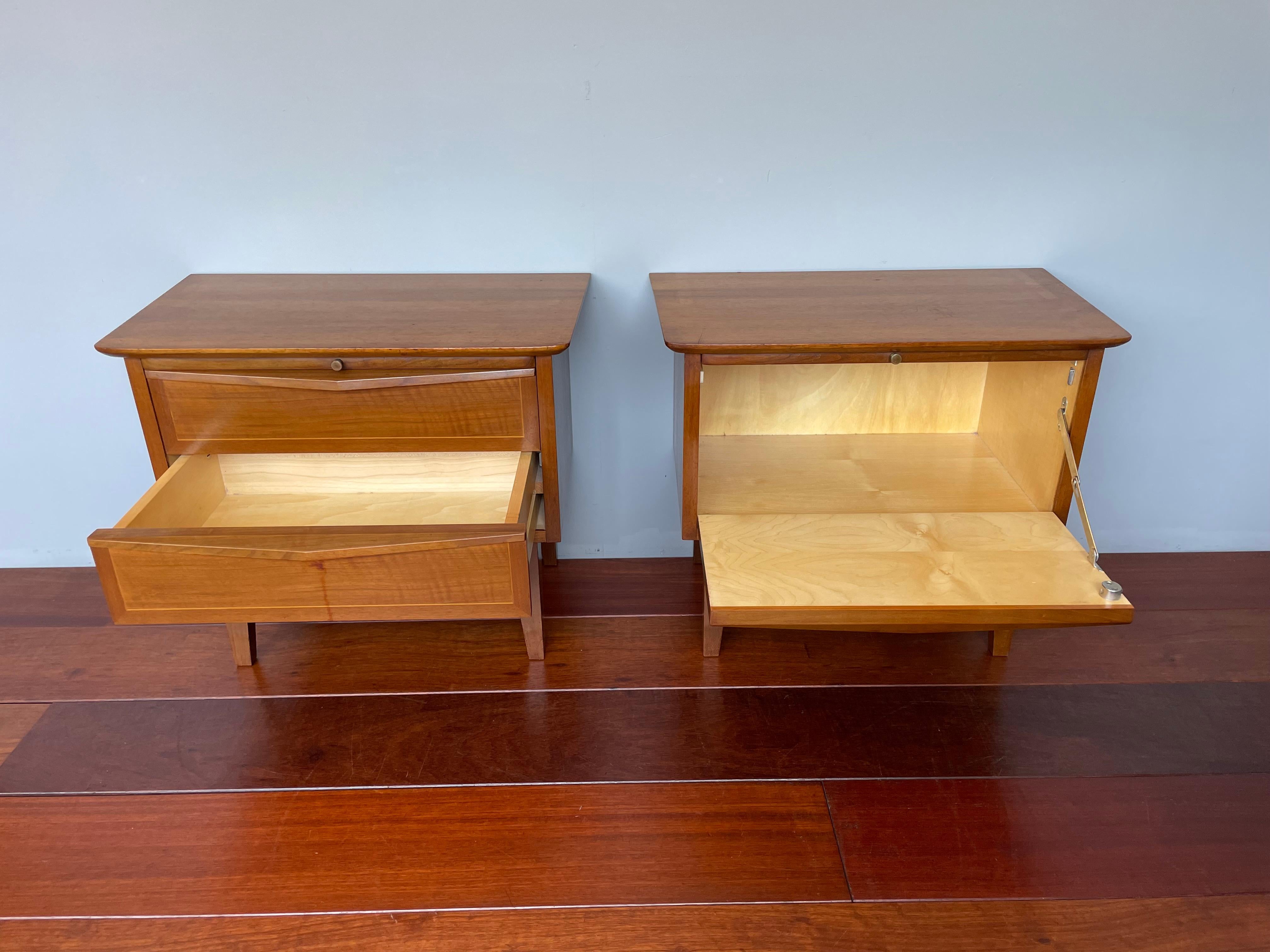 Chrome Beautiful & Rare Pair Of Handmade Midcentury Modern Nightstands / Bedside Tables