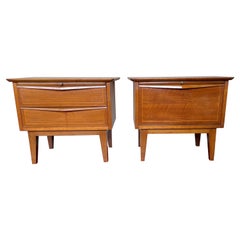Vintage Beautiful & Rare Pair Of Handmade Midcentury Modern Nightstands / Bedside Tables