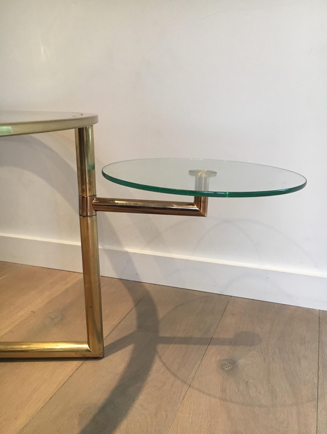 Rare Round Gold Gilt Coffee Table with Removable Round Glass Shelves 4