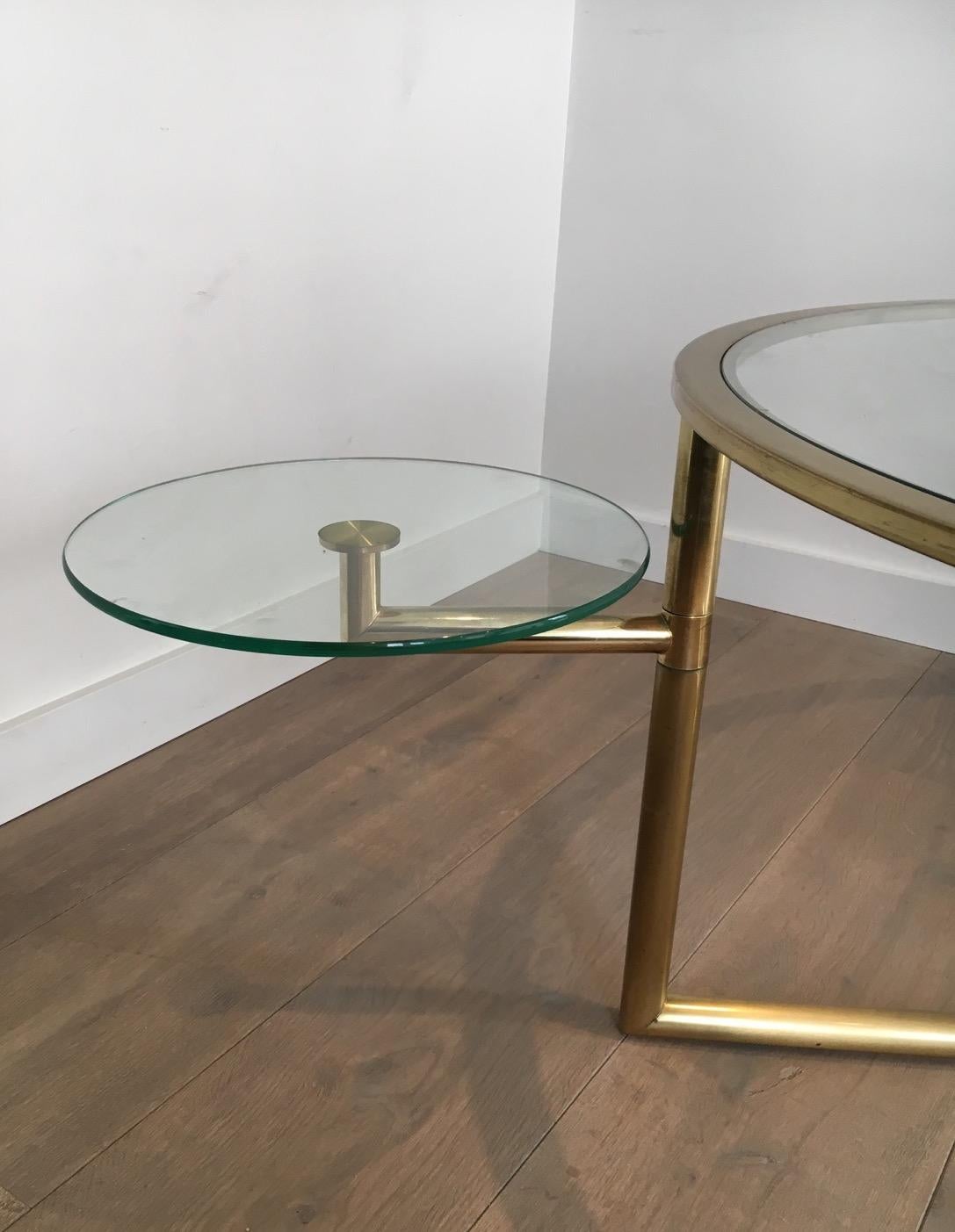 Rare Round Gold Gilt Coffee Table with Removable Round Glass Shelves 10