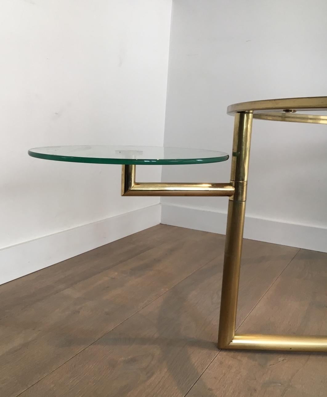 Rare Round Gold Gilt Coffee Table with Removable Round Glass Shelves 11