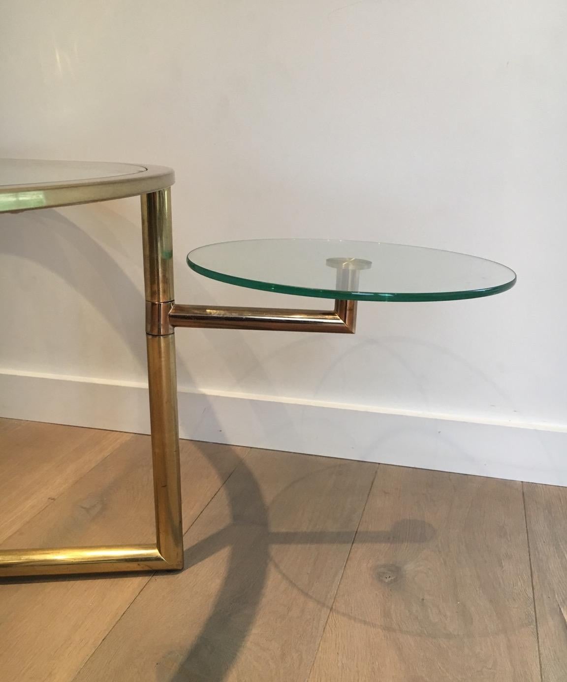 Rare Round Gold Gilt Coffee Table with Removable Round Glass Shelves 12