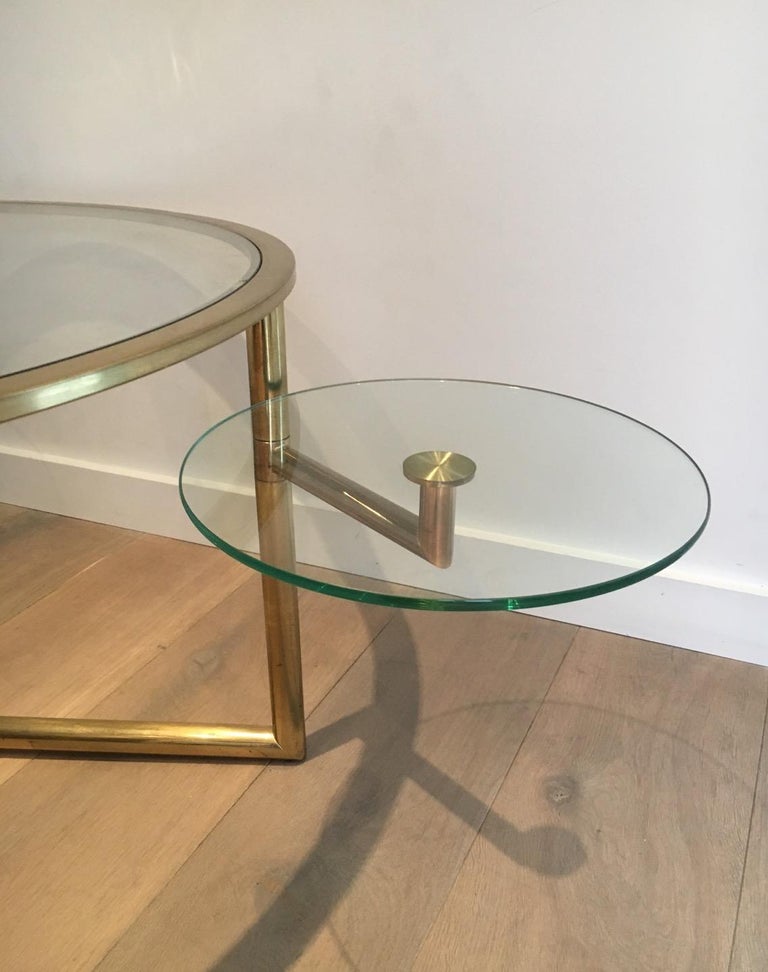 Beautiful Rare Round Gold Gilt Coffee Table with Removable Round Glass Shelves For Sale at 1stDibs