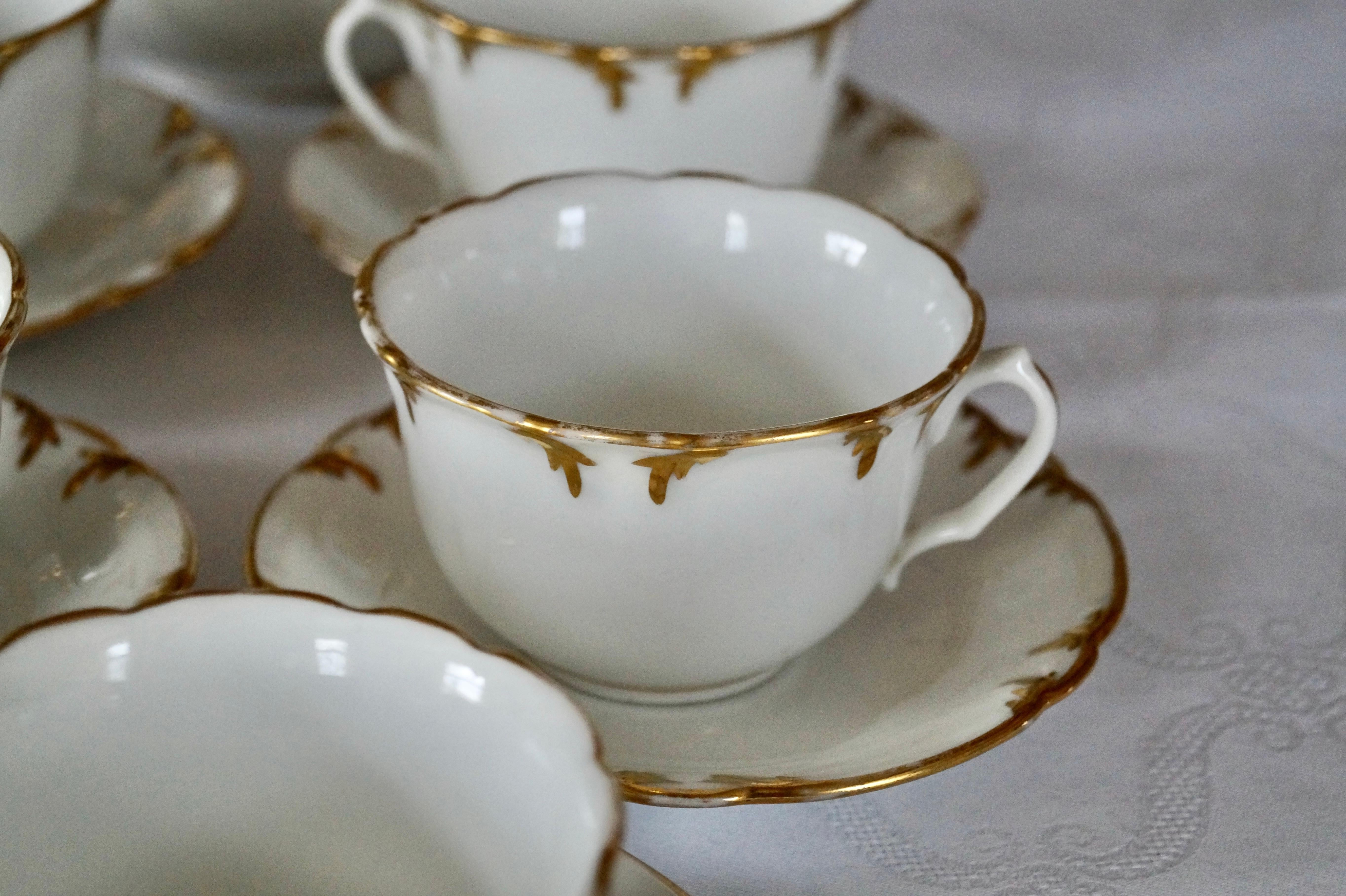 Beautiful Rare Shape Antique Old Paris Porcelain Coffee Tea set ca 1850-1880 For Sale 6