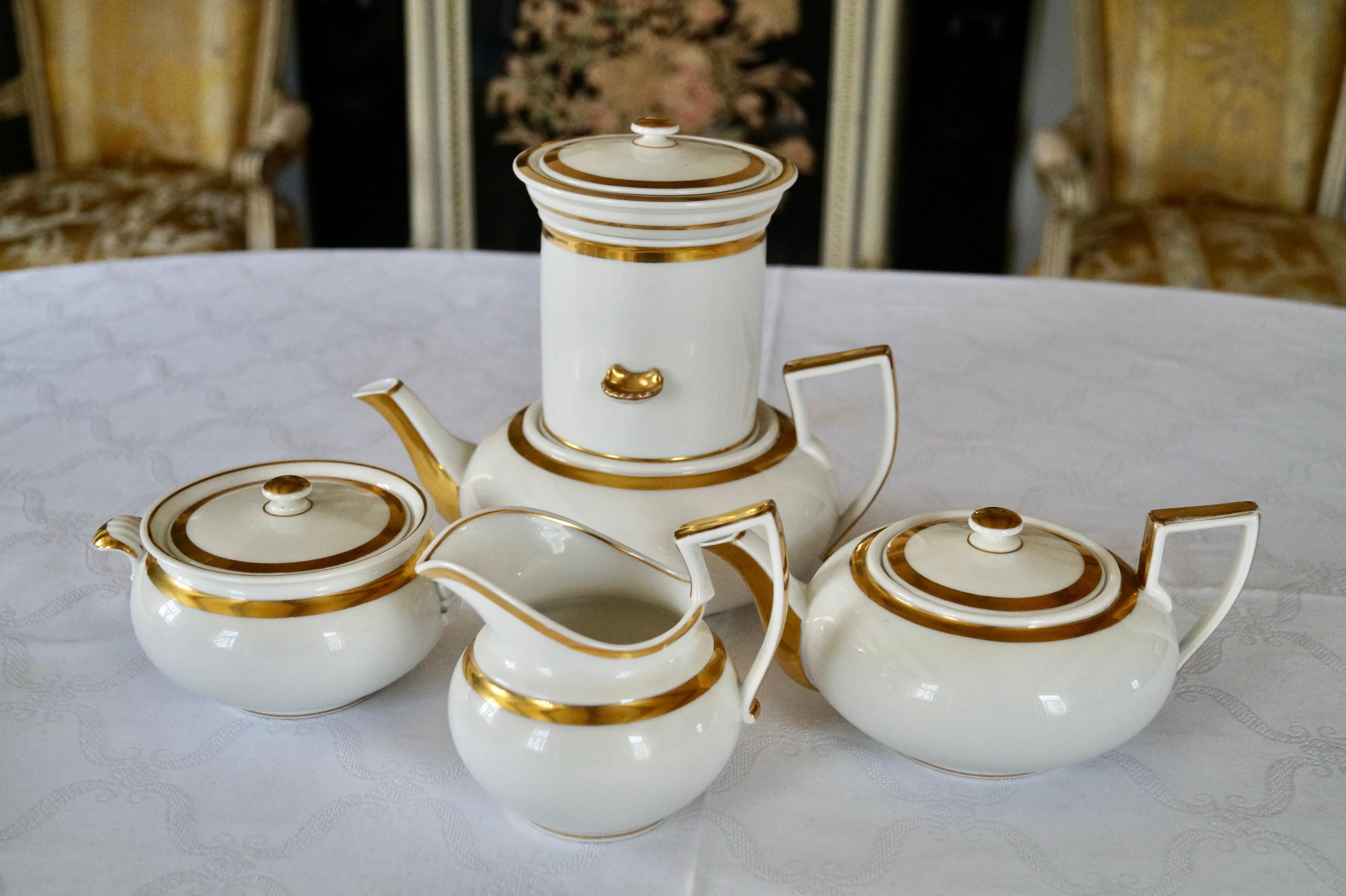 Schöne Seltene Form Antike Old Paris Porzellan Kaffee Tee Set ca 1850-1880 im Angebot 1