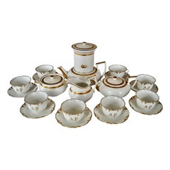 Beautiful Rare Shape Antique Old Paris Porcelain Coffee Tea set ca 1850-1880