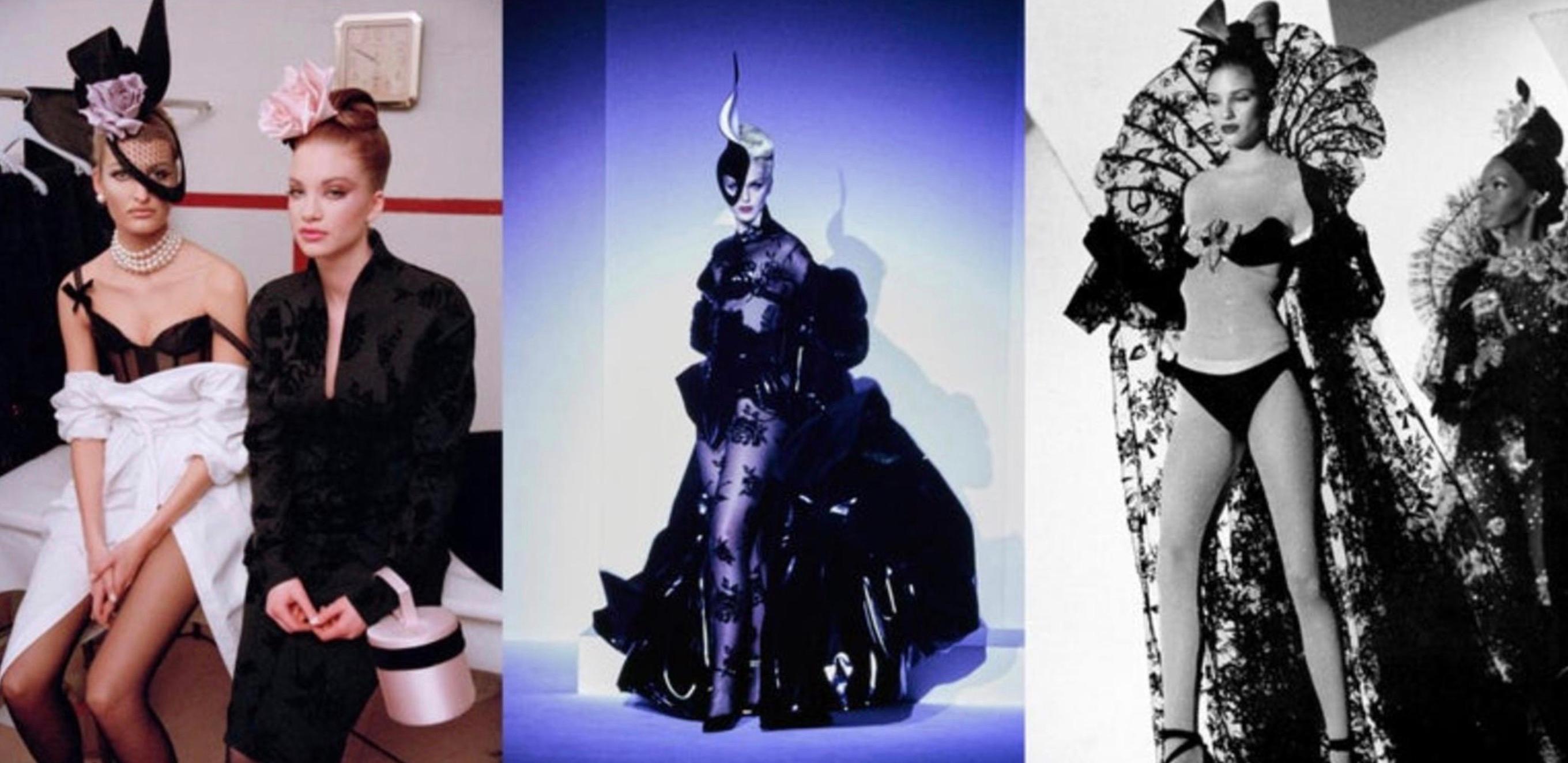 Magnifique Rare Thierry Mugler Devoré Silk Velvet Dress Black Bon état - En vente à Berlin, BE
