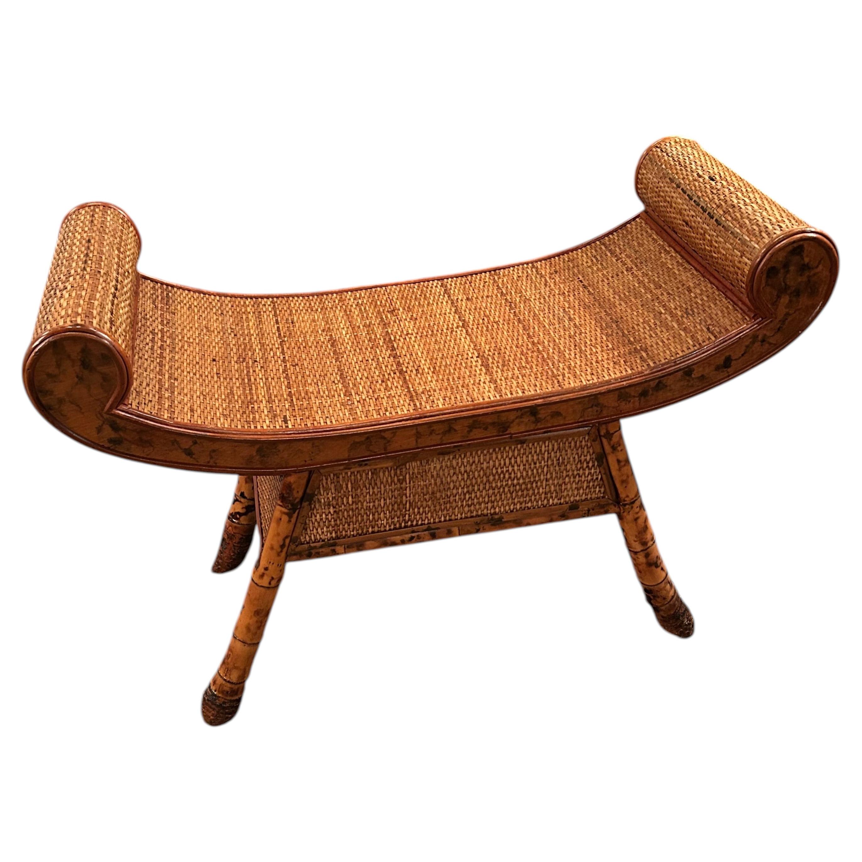 Beautiful Rattan & Bamboo Bench