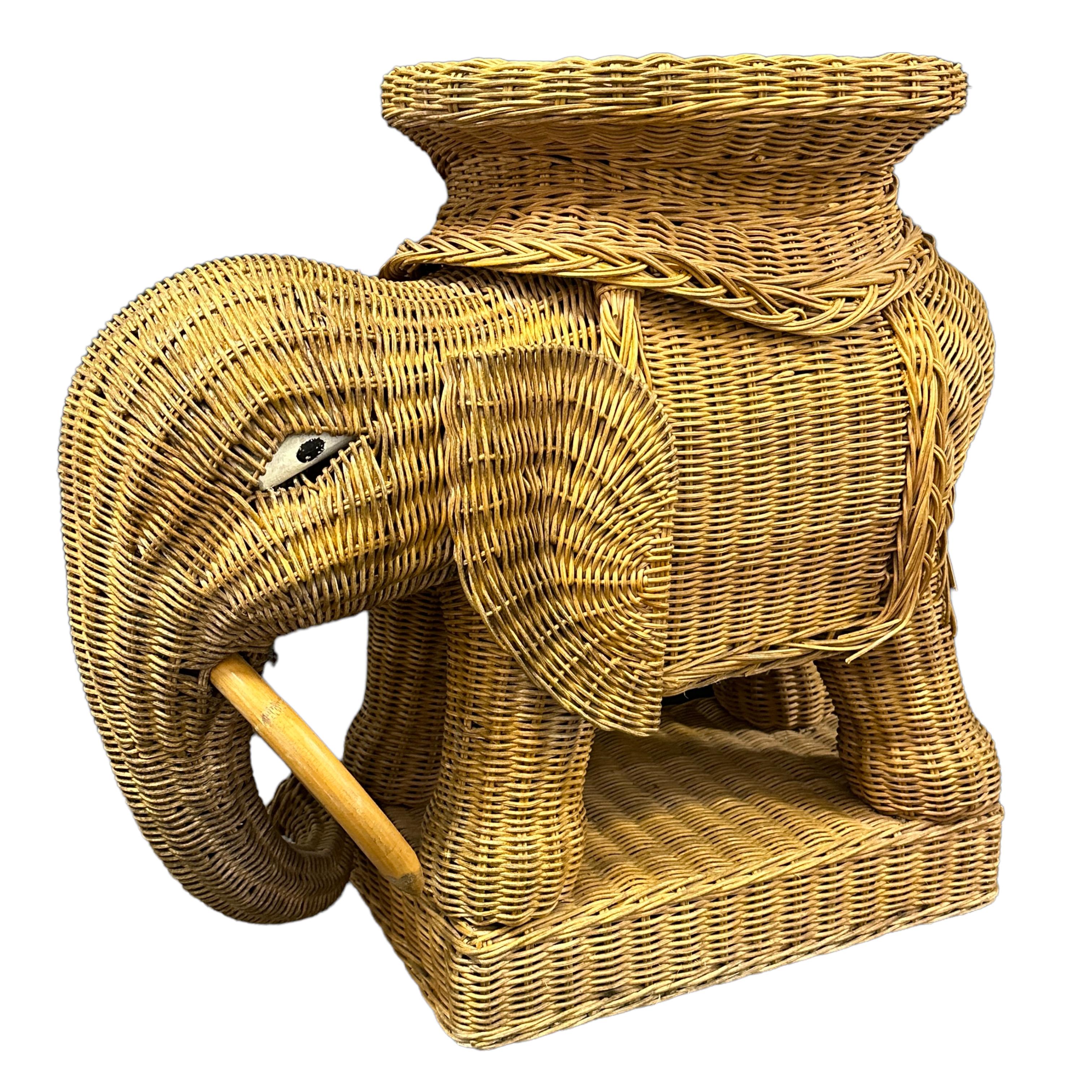 rattan elephant side table